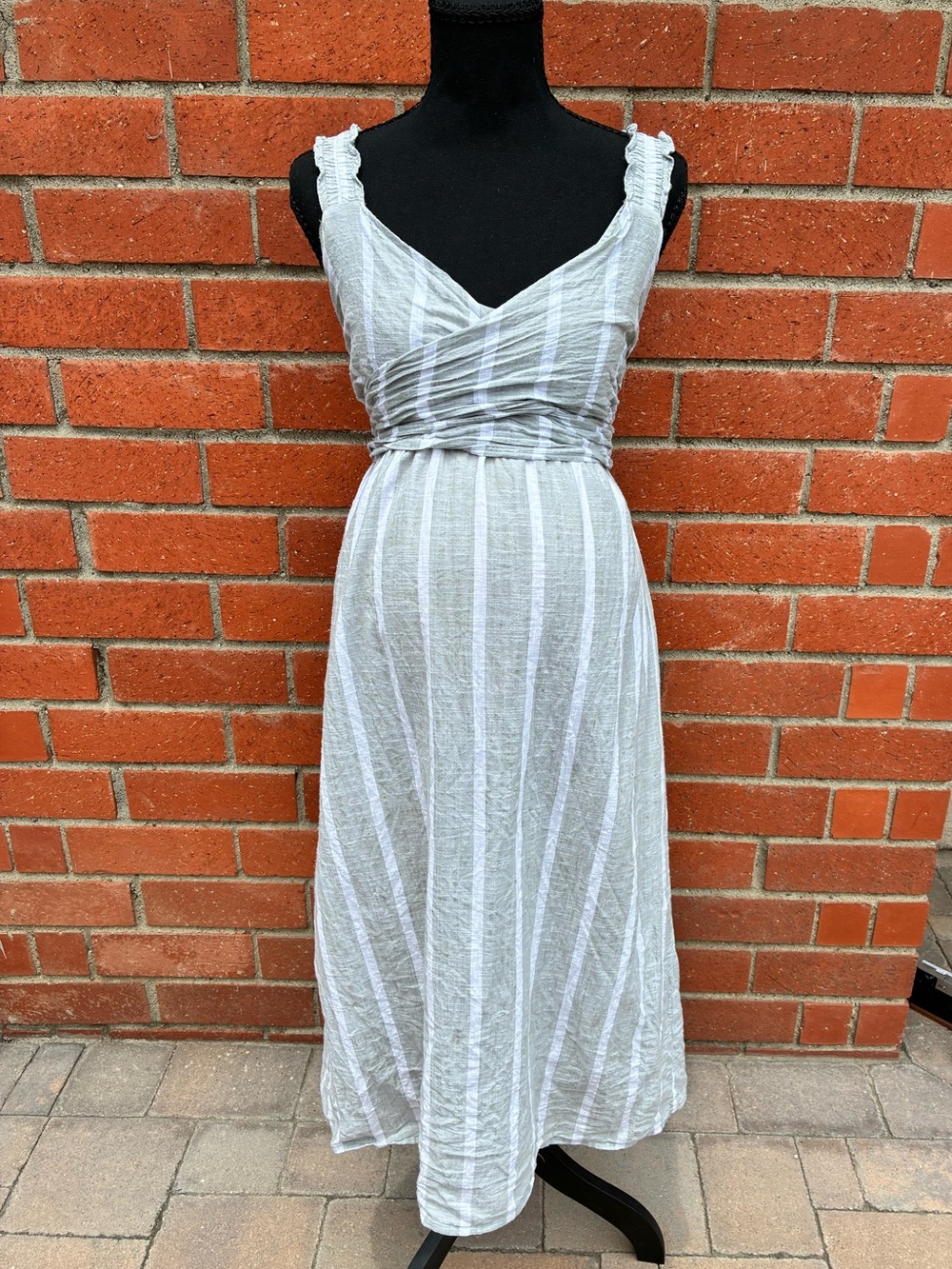 Seraphine MOMA & Mini Striped Maternity & Nursing Wrap Dress Tie Back US 2